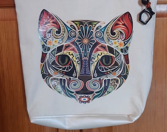 Handbag "Cat's head", lined and closed by a zipper