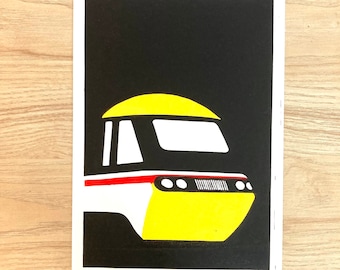 Intercity 125 HST - Lino print A4 original artwork - retro classic hand printed in any colour, signed by the artist