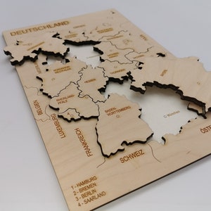 Deutschland Karte, Deutschland Holzkarte Puzzle, Deutschland Wohnkultur, Laser cut Puzzle, Landkarte Deutschland aus Holz, Holzspielzeug Puzzle, Weltkarte