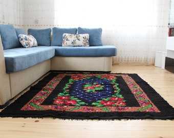 Bulgarian Rug Shag Rug Very Thick 5x6 100% organic wool Colorful  rug azilal rug berber rug Tulu rug Boho rug moroccan rug Kilim Rug