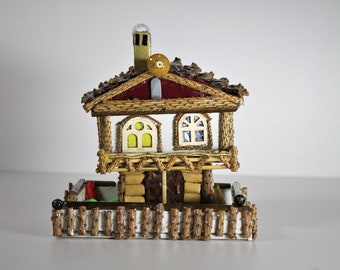 Miniature Fairy House - Birthday Gift, Home Decor, Imaginary Play, Fairy Garden, Fairy Lights, Miniature Cottage, Nite Lite, Indoor Garden