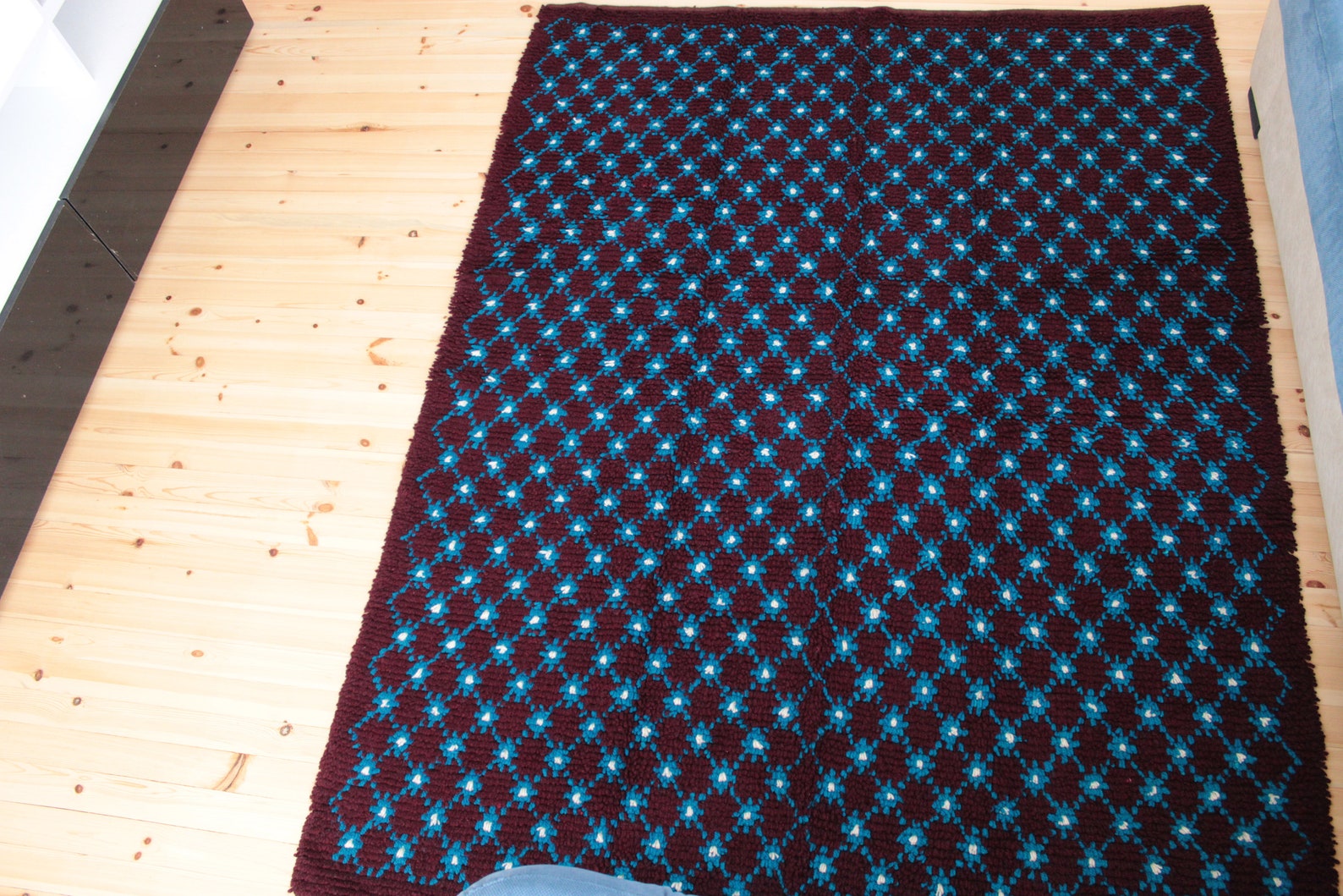 Shag Rug Black and Blue Rug 5x7 Rug Azilal Rug Berber Rug Area Etsy