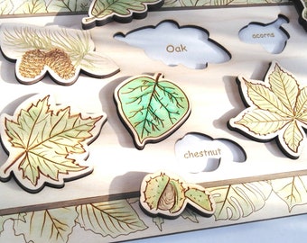 Leaf puzzle montessori toy toddler gift for baby | Wooden Leaf Puzzle | Leaf puzzle | Eco toys gift for baby, Wooden toy puzzle Leaves tree