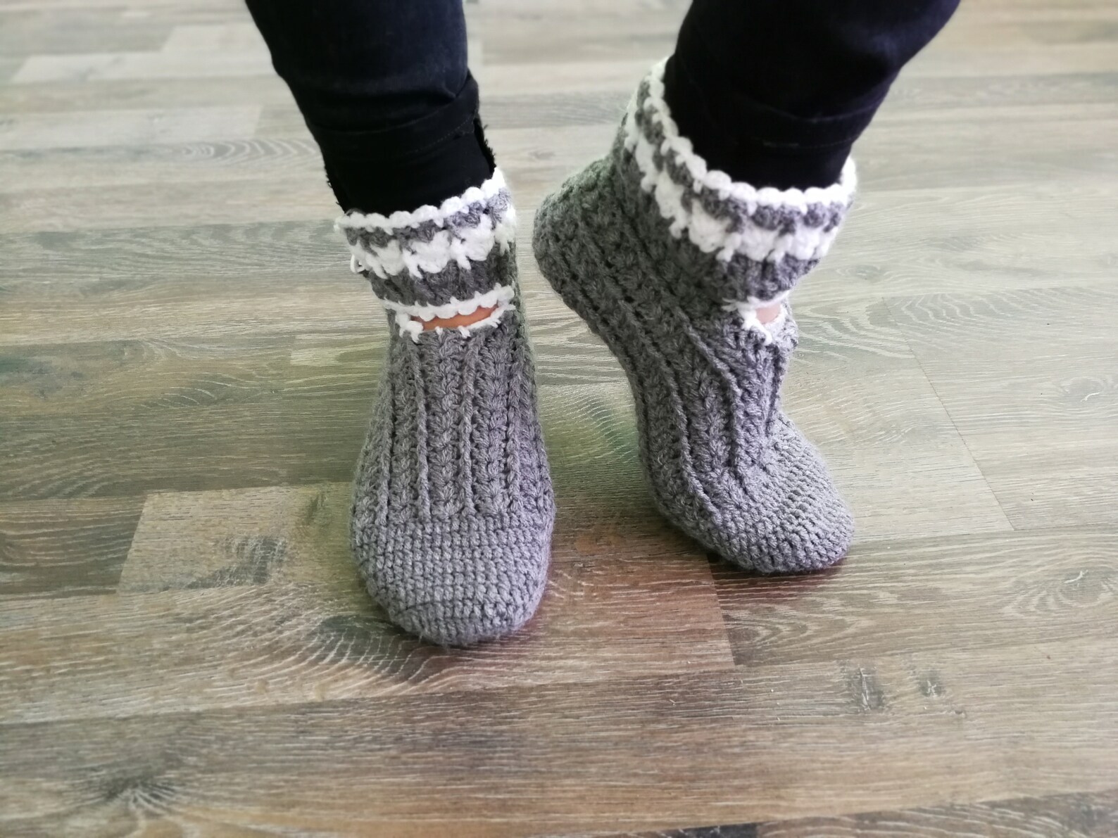 gray slippers, women slippers, chunky slippers, yoga socks, handmade home shoes, crochet, knit slippers, gift wrapped, ballet fl