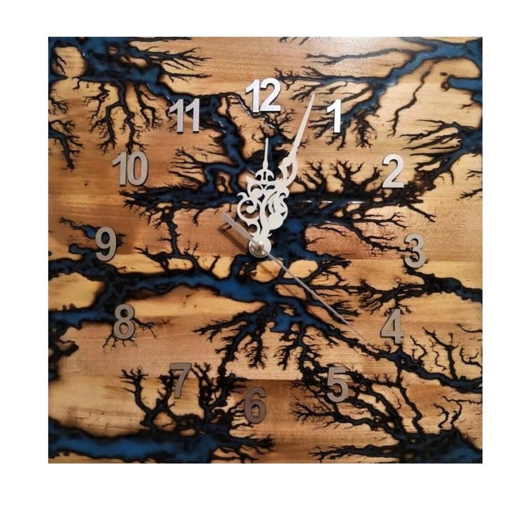 Epoxy Wood Clock, Resin Wood Clock, Epoxy and Wood Clock, Wall Clock