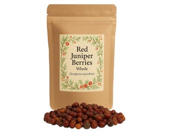 Bagas de zimbro espinhoso / Bagas de zimbro / Bagas de zimbro vermelho Juniperus Communis Orgânico Bio, árvore de zimbro, colhidas à mão, culinária e cozinha