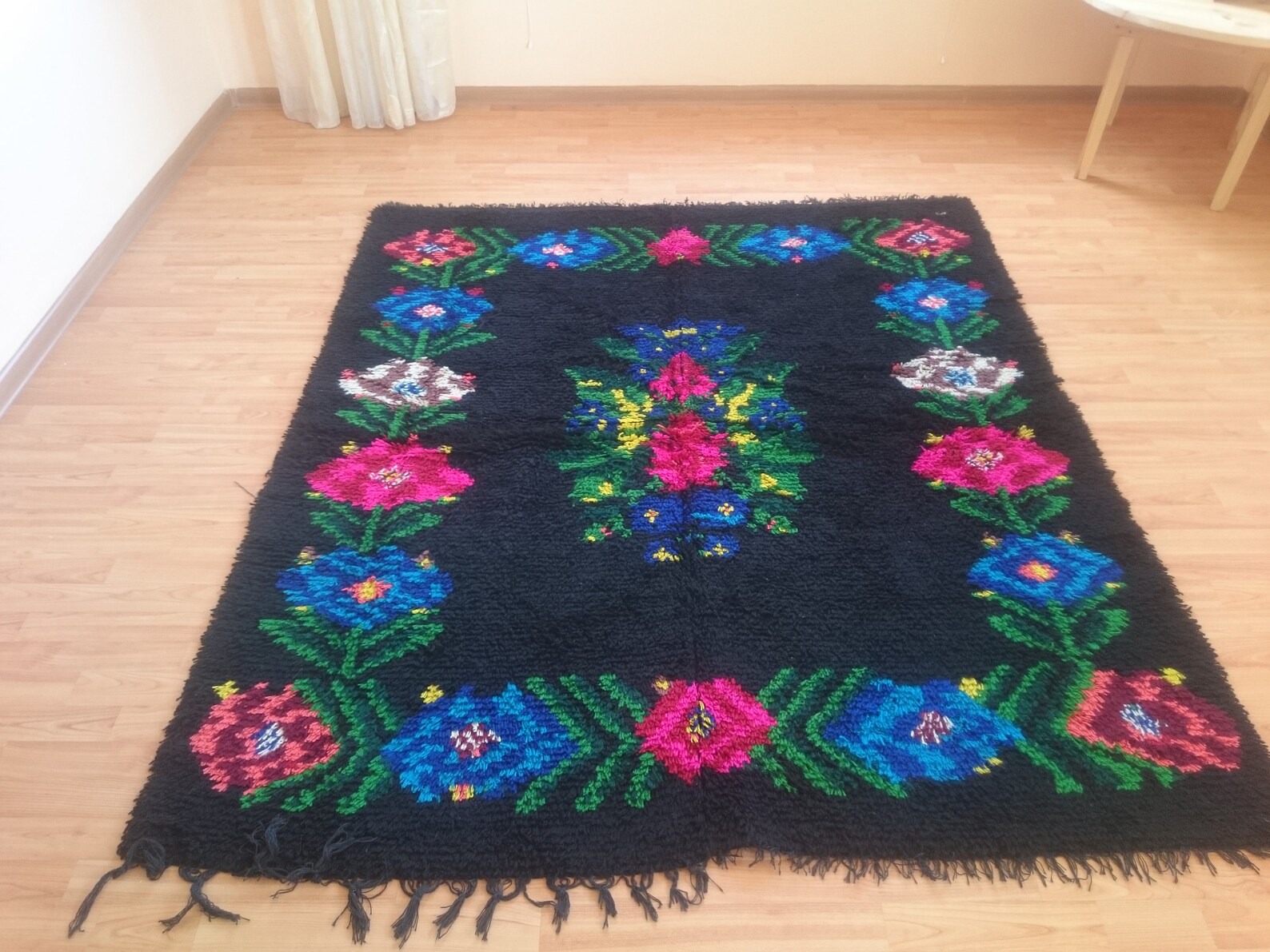 Shag Rug Pastel Boho Rug 6x7 Black Rainbow Rug Vintage Rug Etsy