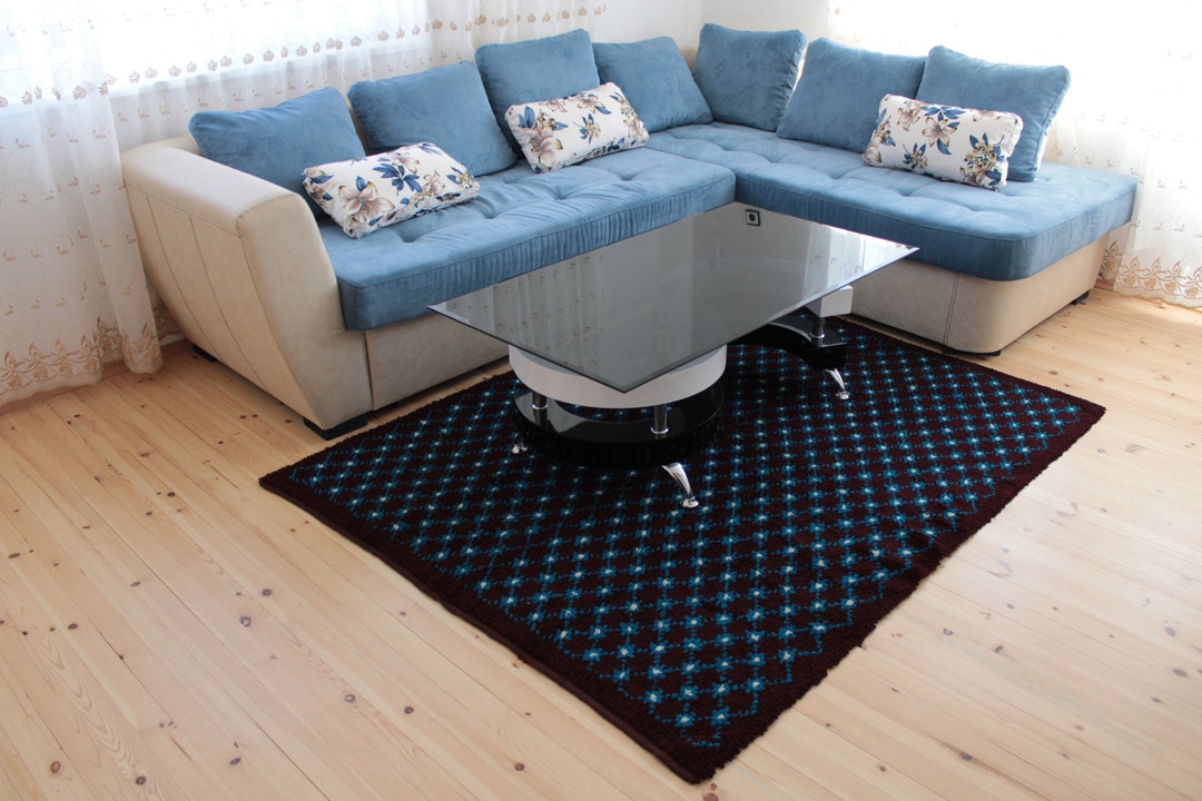 Shag Rug Black and Blue Rug 5x7 Rug Azilal Rug Berber Rug Area Etsy