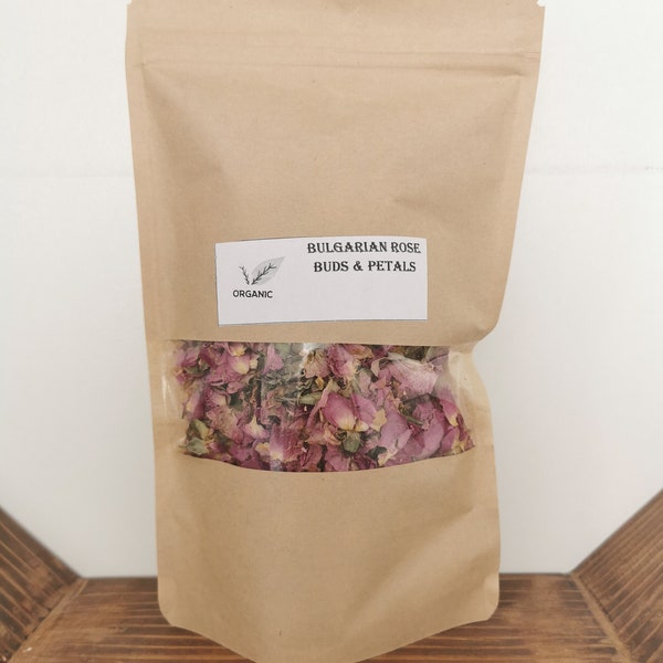 Organic Dried Rose Buds & Petals | Bulgarian Whole Dried Rose Buds | Dried Herbs | Bulk Sizes Available Dried Herbs | 1 oz Rose Petals |