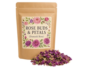 Rose Buds & Petals | Bulgarian Whole Rose Buds | Herbs | Bulk Sizes Available Herbs | 1 oz Rose Petals |