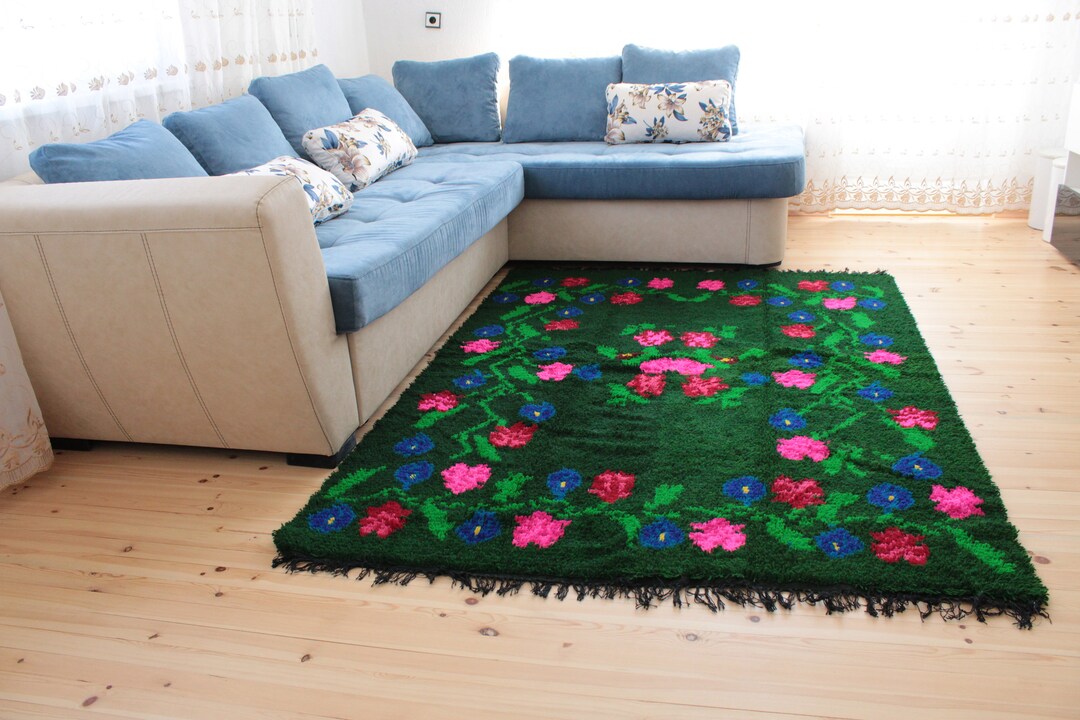 Shag Rug Very Thick 5x7 Natural Green Rug,beni Ourian Rug,100 Wool