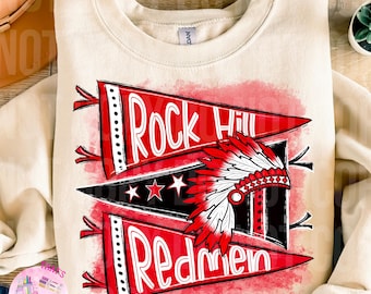 Rock hill Pennant retro PNG, digital file, football, band, cheer, school spirit sublimation design