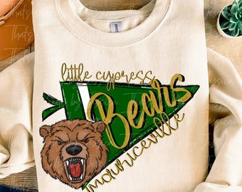 Little cypress bears Pennant retro PNG, digital file, football, band, cheer, s&#39;chool spirit sublimation design