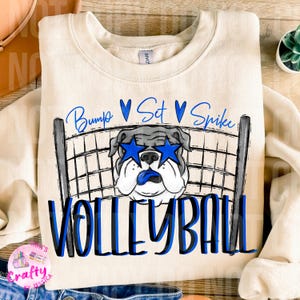 Volleyball blue bulldogs retro stars PNG, digital file, sublimation design school spirit
