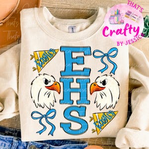 EHS Eagles Coquette vimpel retro PNG, digital fil, fotboll, band, cheerleading, sublimeringsdesign för skolanda