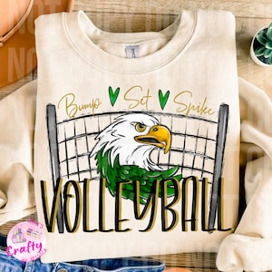 Volleyball Green Gold Eagles PNG, digital file, sublimation design school spirit