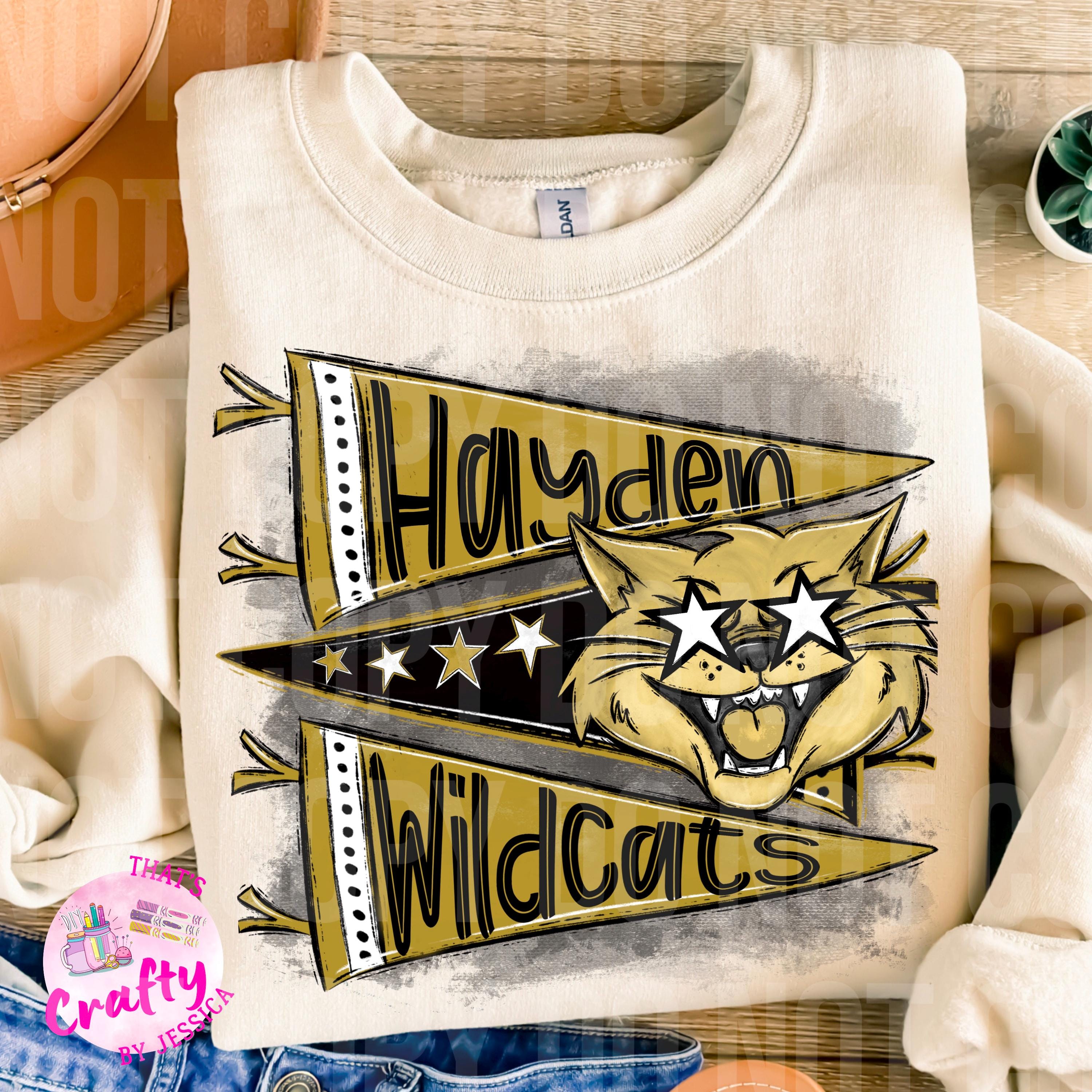 Hayden Wildcats Pennant Retro PNG, Digital File, Football, Band