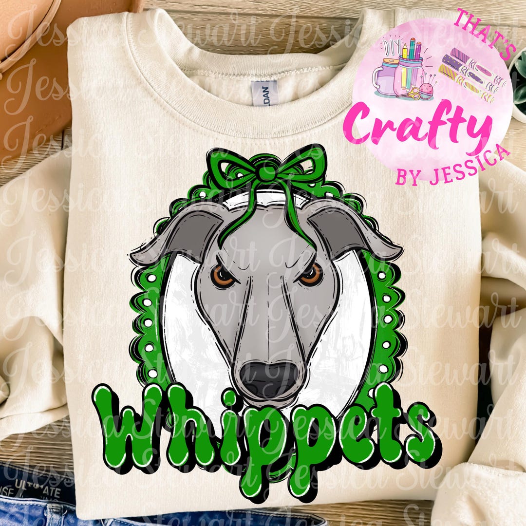 Whippets Green Bow Frame Coquette Retro PNG, Digital File, Football ...
