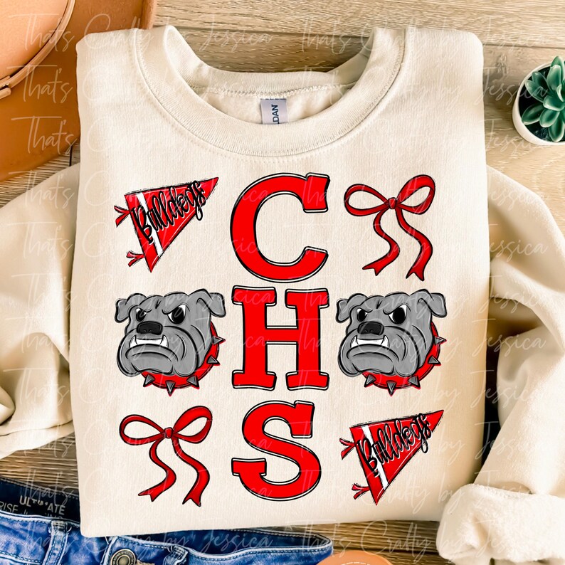 CHS Bulldogs Coquette Pennant Retro PNG, Digital File, Football, Band ...