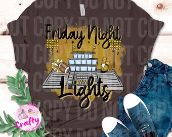Gold Friday night lights png football cheer band digital file