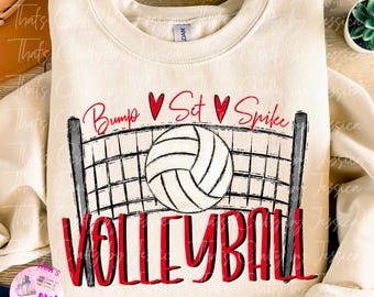 Bump set spike Red Volleyball PNG, digital file, sublimation design