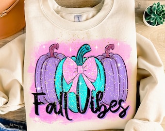 Preppy fall vibes pumpkin coquette retro digital design Halloween fall sublimation dtf png