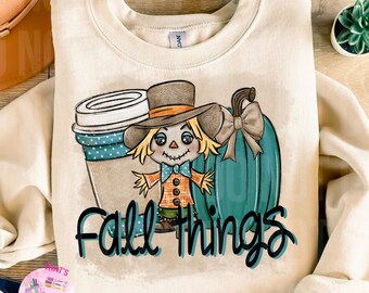Fall things scarecrow pumpkin spice coffee coquette digital design sublimation dtf png
