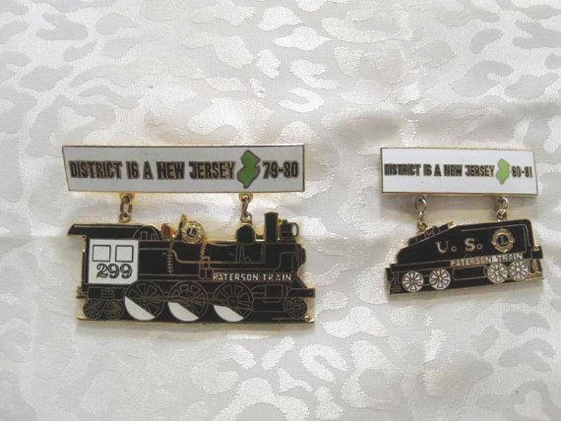 Lions Club Train Pins New Jersey Lion Club District 16 A 79 81 Paterson Train Vintage Lyons Club Pins - 