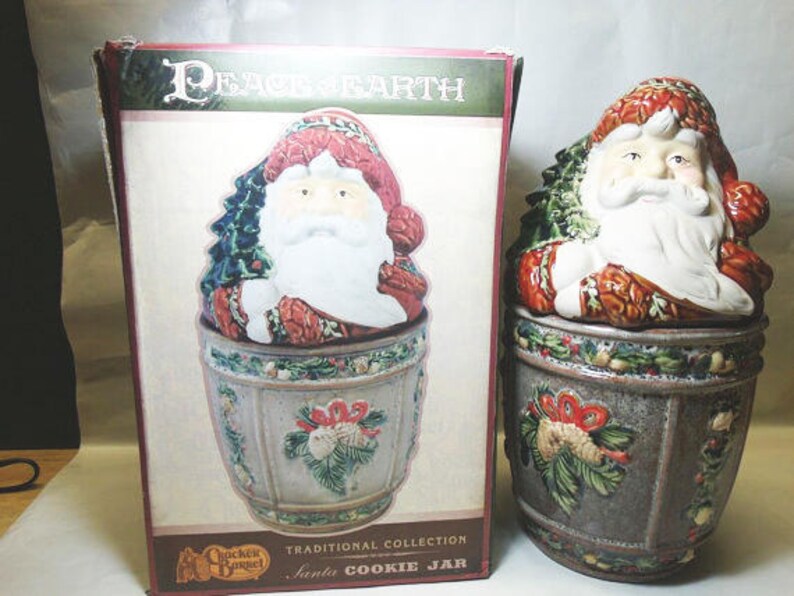 Cracker Barrel Santa Cookie Jar / Peace On Earth Etsy