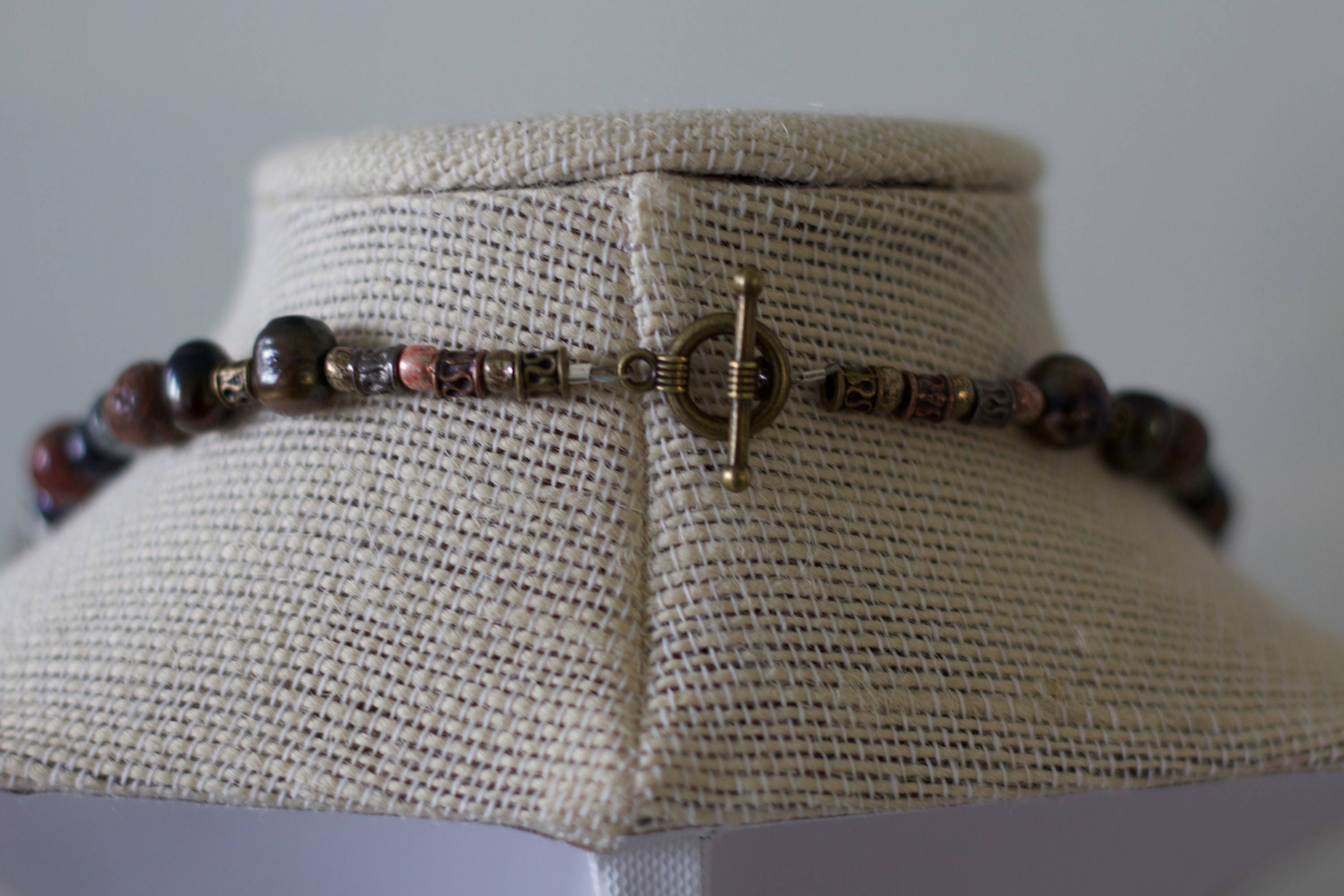 Natural Rustic Necklace, Rustic Statement Necklace, Unique Beaded