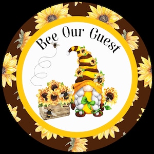 Bee Our Guest Aluminum Wreath Sign