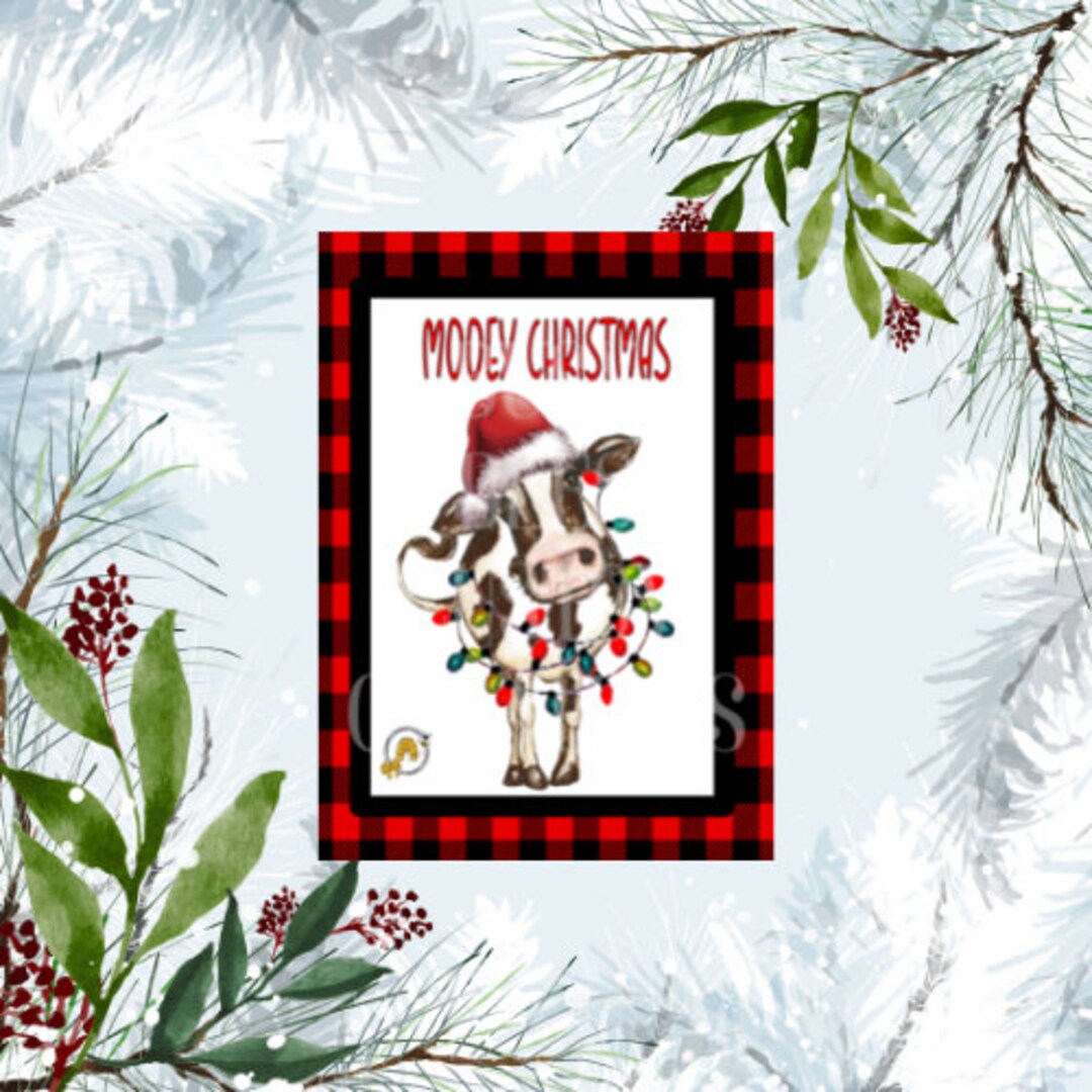 Mooey Christmas Cow With Lights Aluminum Wreath Sign Etsy