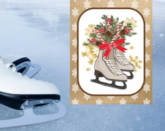 Gold Ice Skates Wreath Sign