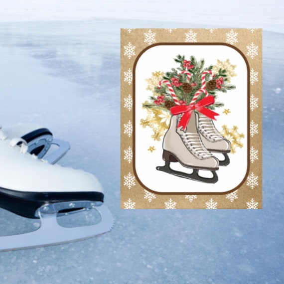 Gold Ice Skates Wreath Sign Etsy