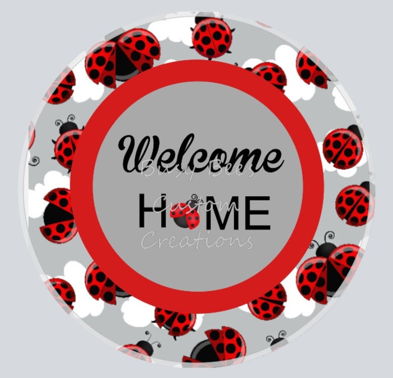 Sign Ladybug Sign Everyday Sign Wreath Sign Summer Sign Welcome Home Ladybug Metal Wreath Sign Welcome Home Sign