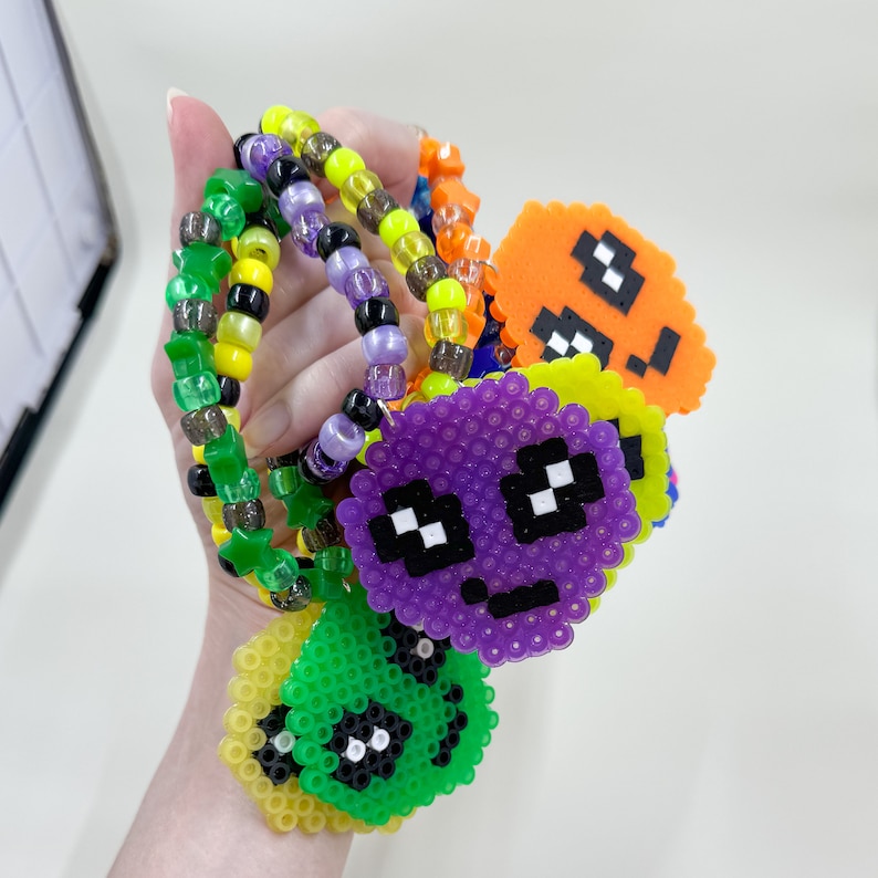8 Mini Perler Alien Kandi Bracelets | Out of This World | Rave Gear ...