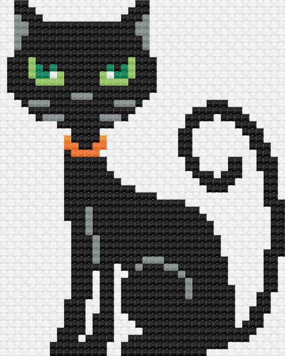 Halloween Black Cat PATTERN for Perler Beads or Cross Stitch 