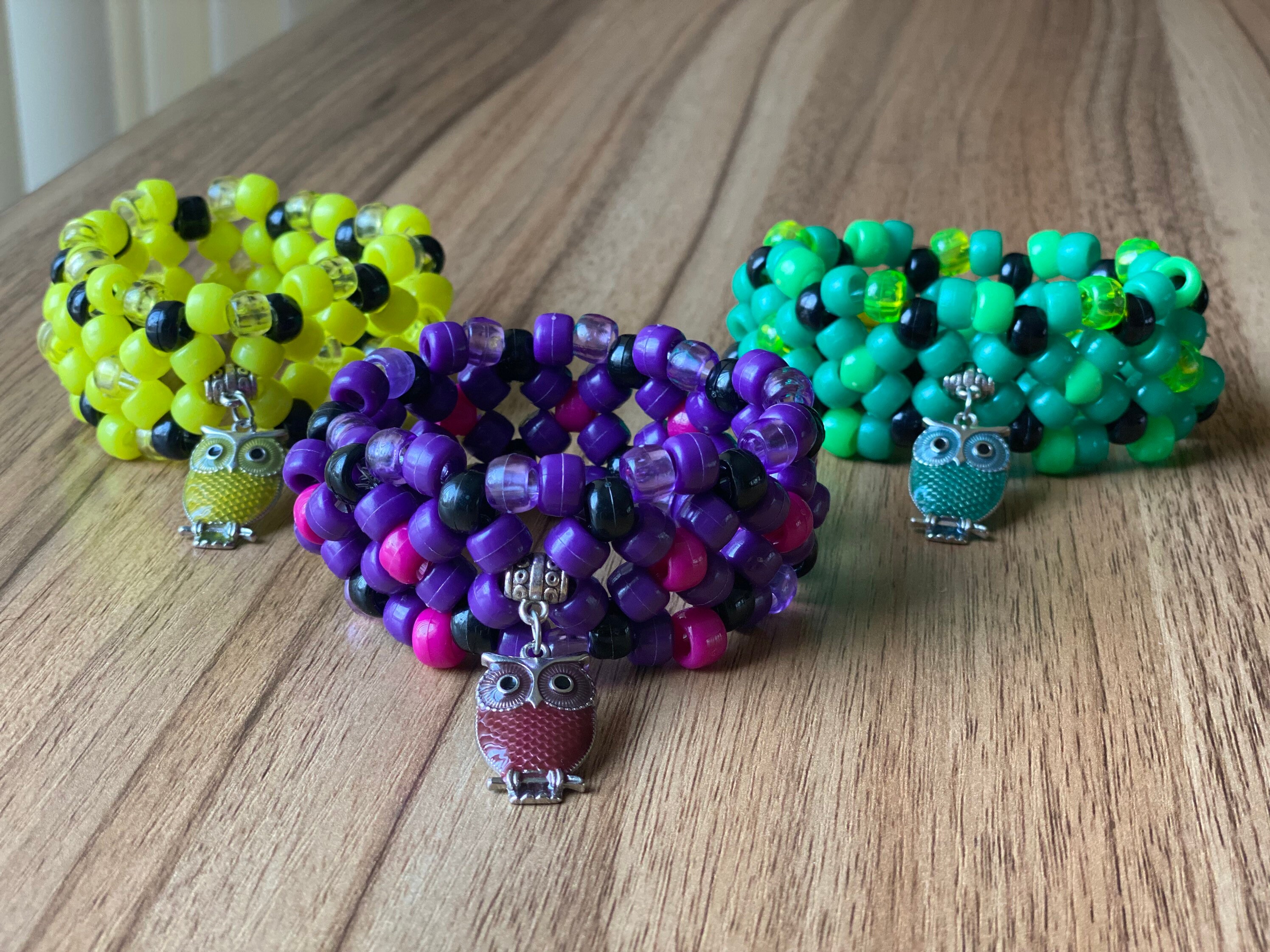 Three Owl Charm Kandi Cuffs