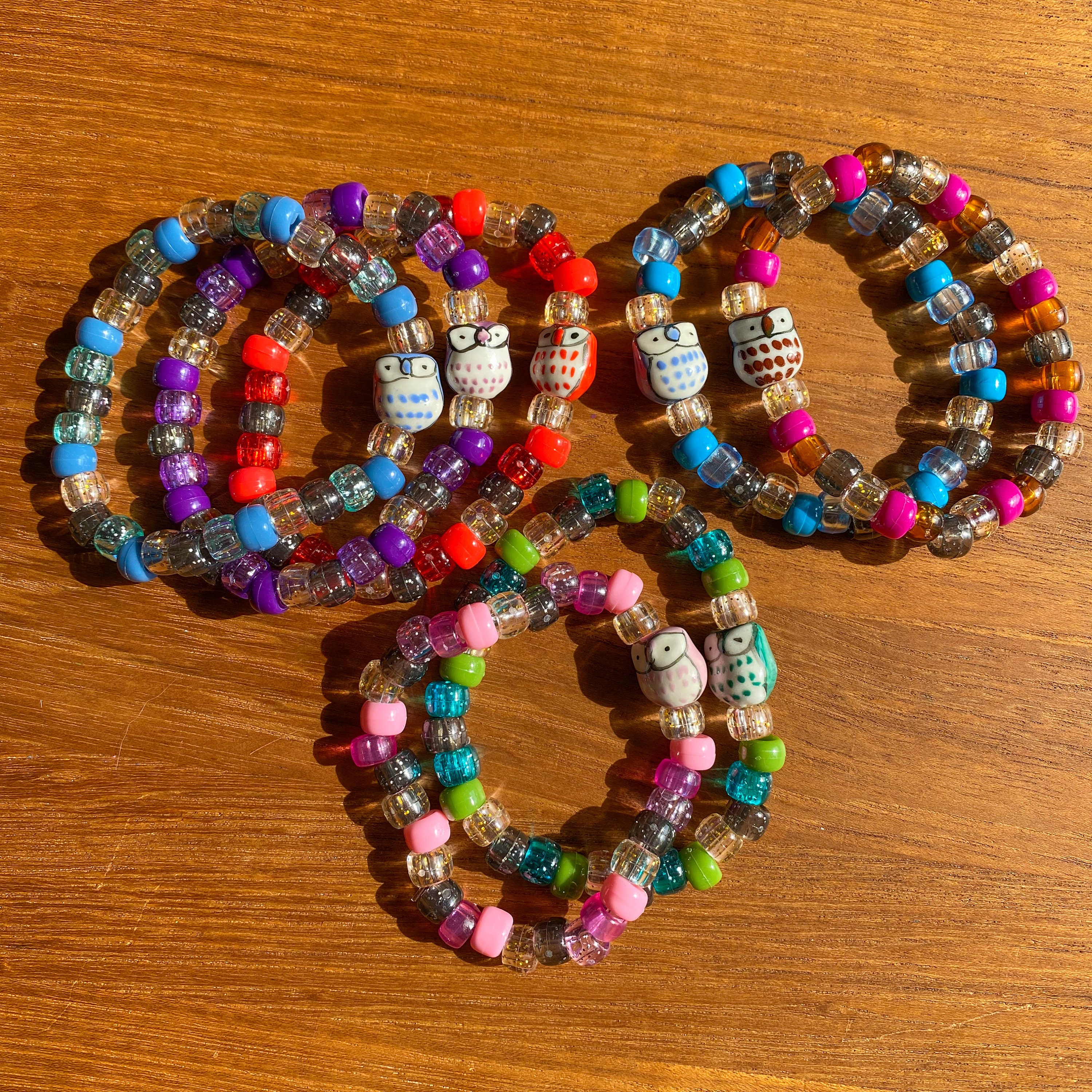 Cute Owls Designer Kandi Bracelets Set | 7 bracelets | unique kandi | Kandi singles