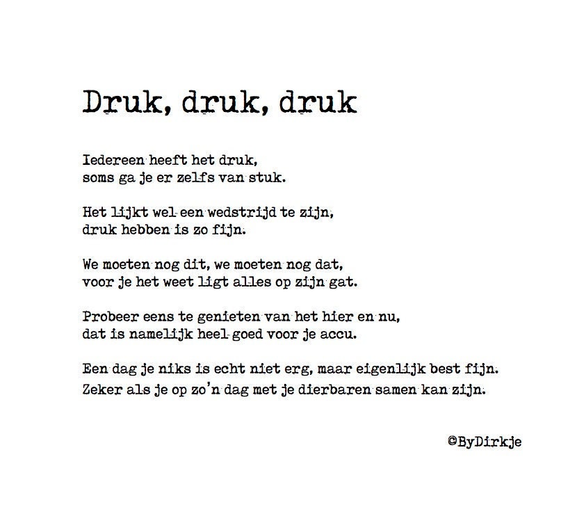 Druk druk druk Gedicht Poem Wedstrijd genieten accu Etsy