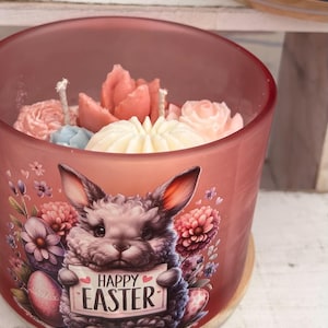 Easter Candles Handmade – Cute Bunny Gifts, Decorated Cactus Candle, Large Soy Candle, Easter Bunny Candle, Bunny Decor for Table&quot;