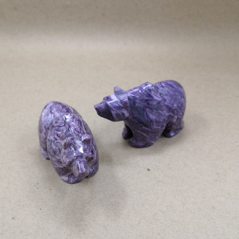 38mm hand-carved. Charoite Russian bear is made of natural Charoite stone 65mm *27mm