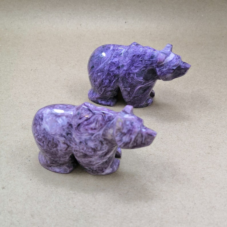 38mm hand-carved. Charoite Russian bear is made of natural Charoite stone 65mm *27mm