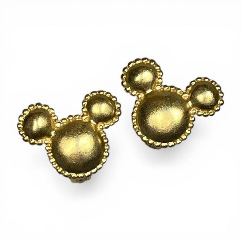 Mickey Mouse Clip Earrings Goldtone Disney Vintage 1990s image 2