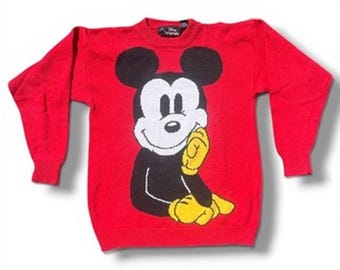 Vintage Mickey Mouse Sweater Disney Originals Size M Cotton Ramie 1980s