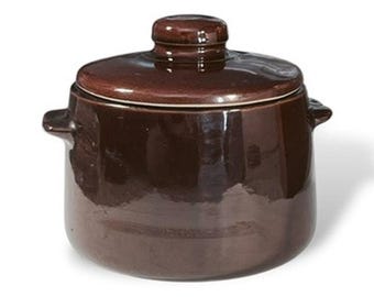 Vintage West Bend Bean Pot with Lid Brown Glazed Ceramic Stoneware Crock