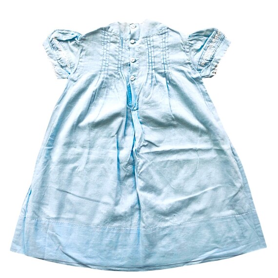 Vintage Blue Smocked baby or doll dress set, Sund… - image 4