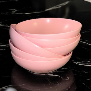 Set of 6 Pink Melmac Melamine Cereal Bowls - Vintage