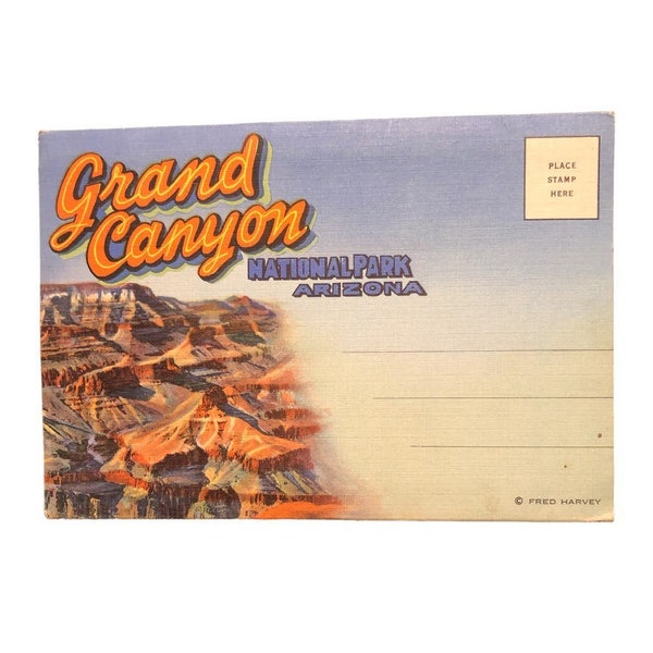 Grand Canyon National Park Vintage Postcard Folio Fred Harvey Route 66 Ephemera