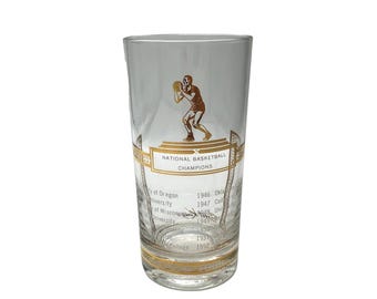 National Basketball Championships Glass, College basketball, Vintage barware